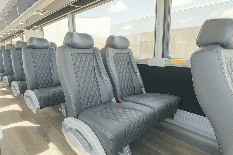 interior of Yuma Shuttle Bus Rentals charter bus